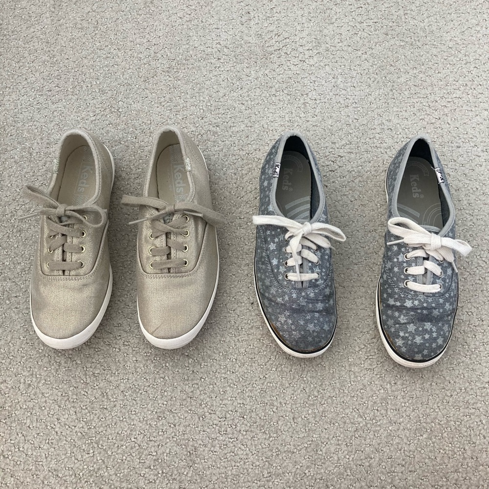 FREE W PURCHASE 2 Pairs Keds Gold Silver 6.5 Shoes
